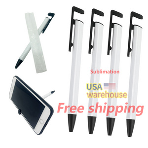 Free shipping Sublimation ink Pens blank with Shrink Wrap and Mobile Phone Stand full printing ballpoint sublimation pens