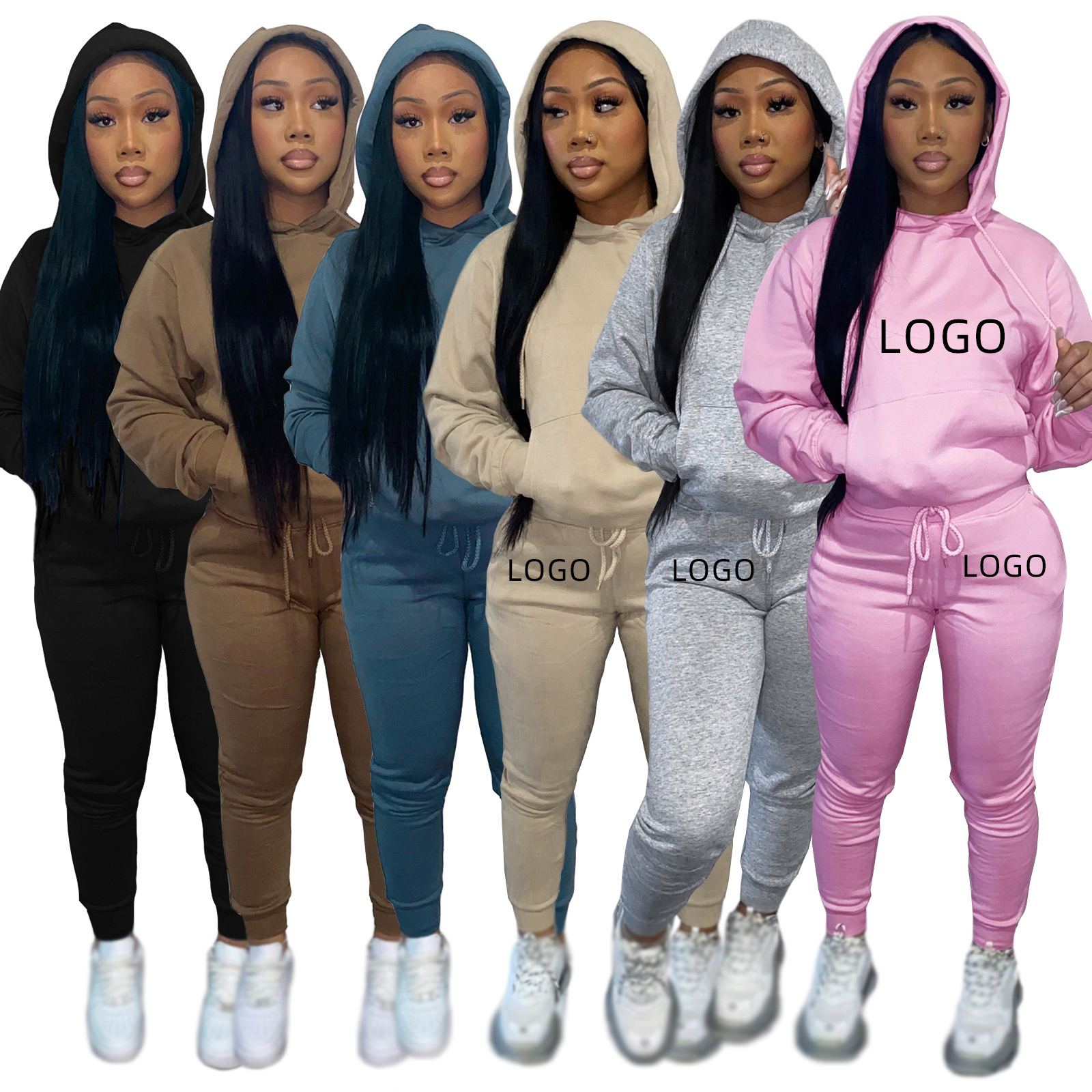 custom sweat suit  set 2022 Winter Fall Clothing Workout sweatsuit 2 Two Piece Set Custom Hoodie Women private label Sweat Suits