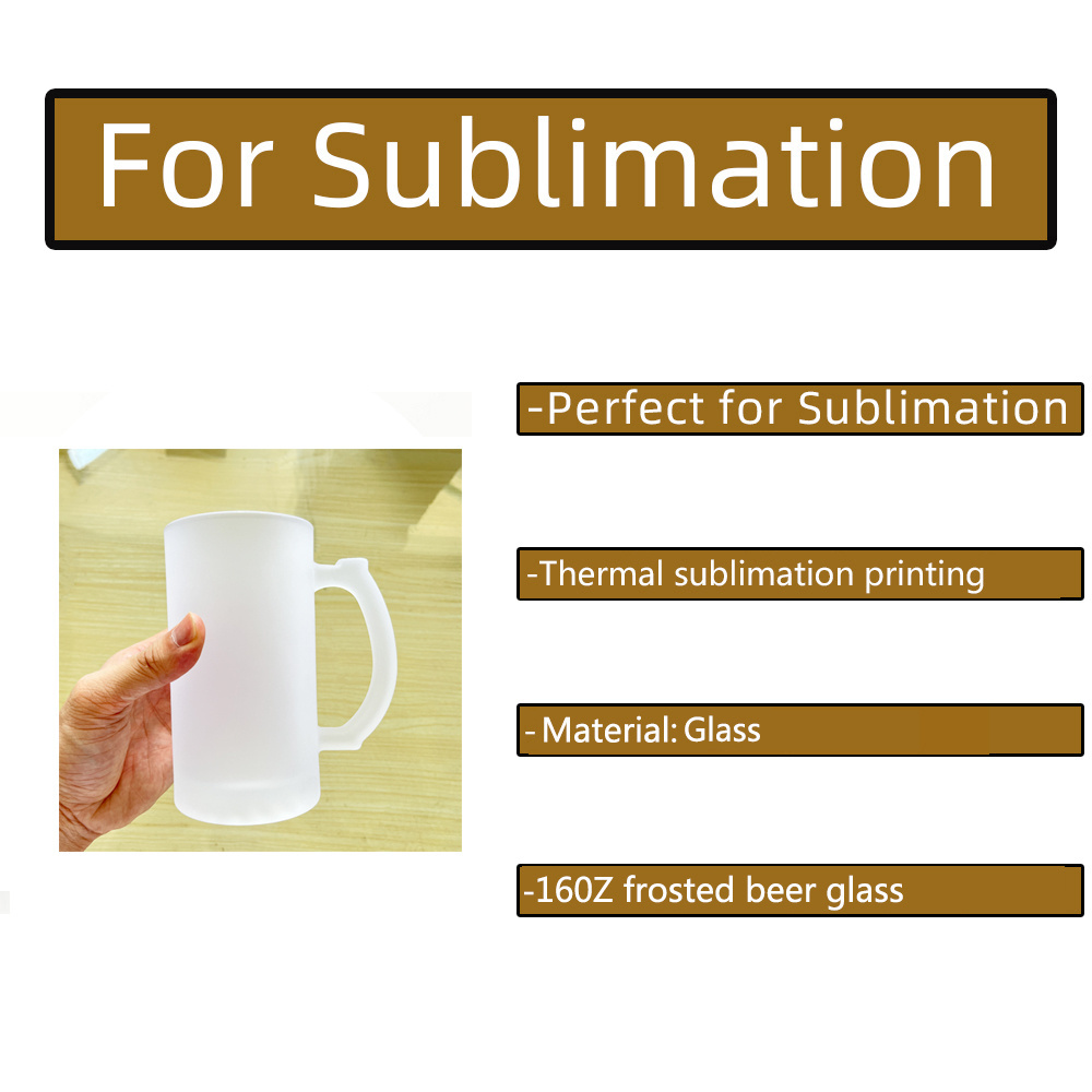 sublimation beer mug frosted glass Blanks USA WAREHOUSE blank frosted 16oz sublimation glass frosted beer mugs