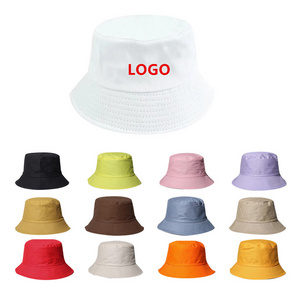 custom logo bucket hats for men unisex high quality cheap polyester solid color plain blank hat embroidery logo bucket hat print