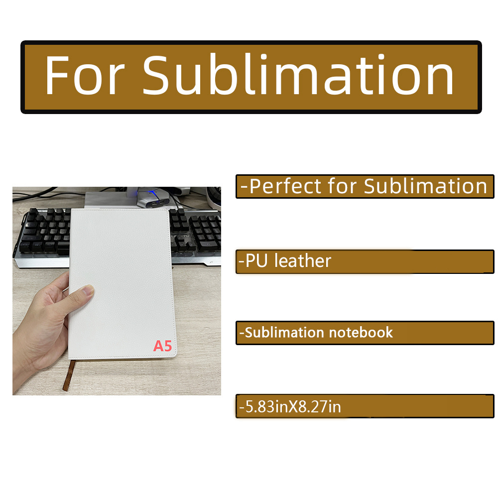 Sublimation Journals Blank Notebook Wholesale A5 A6 PU Leather  Print Image Blanks for Sublimation custom notebook with logo