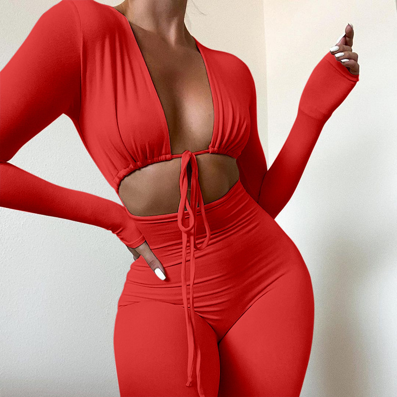 Casual Womens Jumpsuit Rompers Hollow Out One Piece Sets Custom Outfit Women Bodycon Jumpsuit