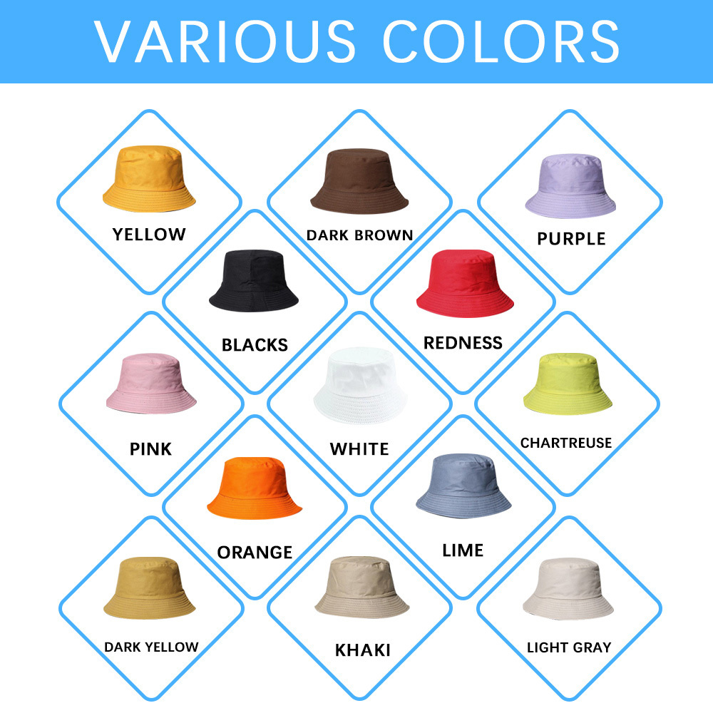 custom logo bucket hats for men unisex high quality cheap polyester solid color plain blank hat embroidery logo bucket hat print