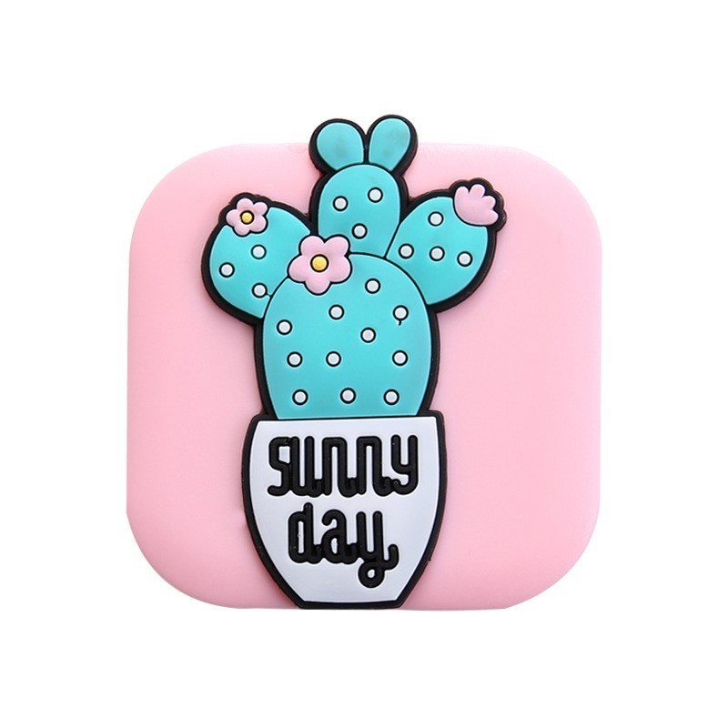 customized factory square cute cartoon high quality contact lens case with mirror plastic glasses case contact lens box