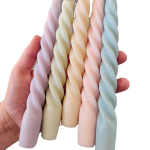 Wholesale Spiral Stick Taper Aroma Candle High Quality Gradient Multicolor Twisted Wedding Scented Dinner Candles