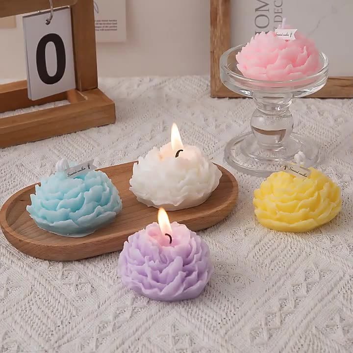 Handmade Decorative floral scented candle Aromatherapy Peony Shaped Flower Scented Candle For Party Home Decor