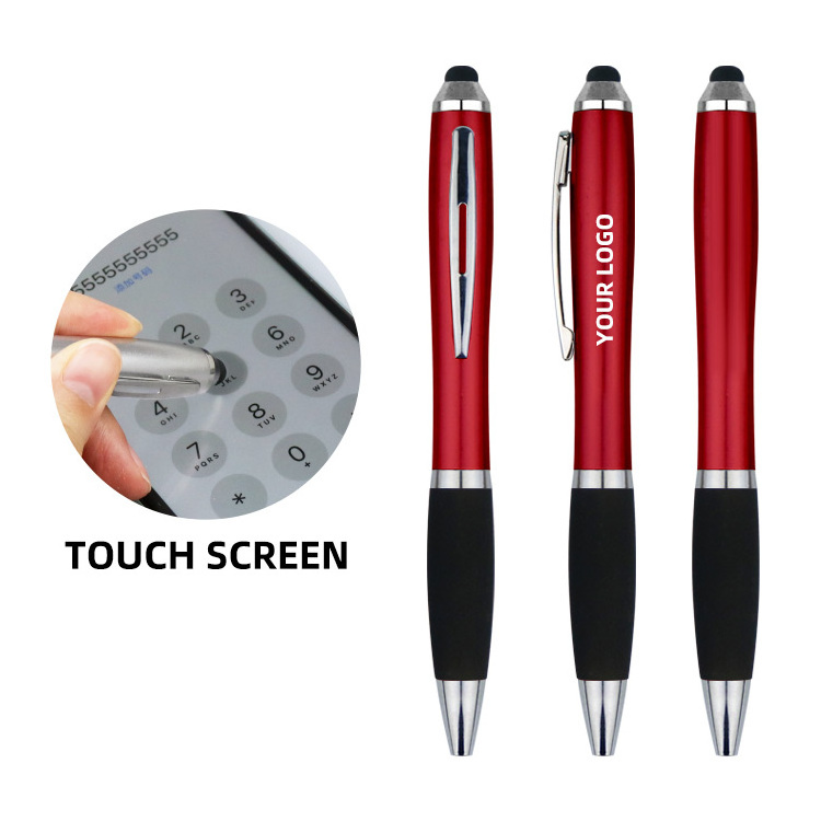 Wholesale Advertising Led Lighting Pen With Stylus Custom Printed Logo Plastic Writing Ballpoint Pen