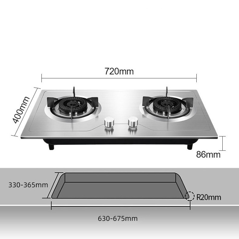 Fensons Wholesale Kitchen appliance Built-in Double Gas Burner Stove Stainless Steel 2 Burner Gas Cooker Stoves