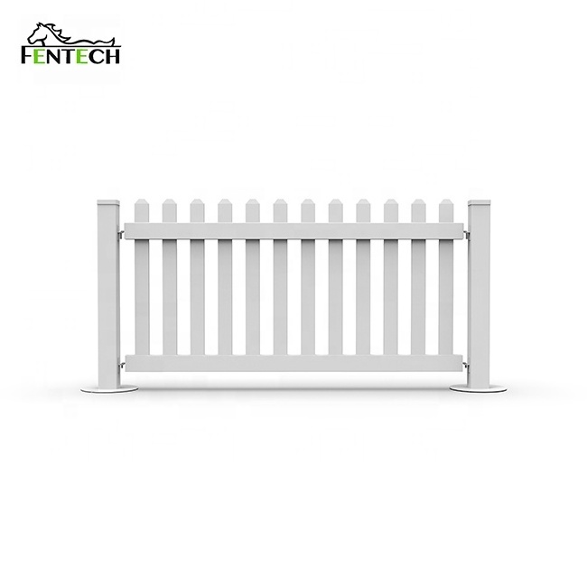 Fentech high quality white indoor Plastic PVC Vinyl picket event temporary fence base