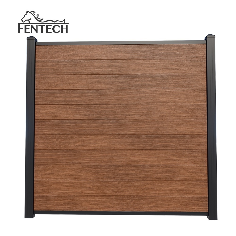 Fentech wholesale waterproof wood plastic composite fencing panels board garden used material outdoor privacy wpc fence