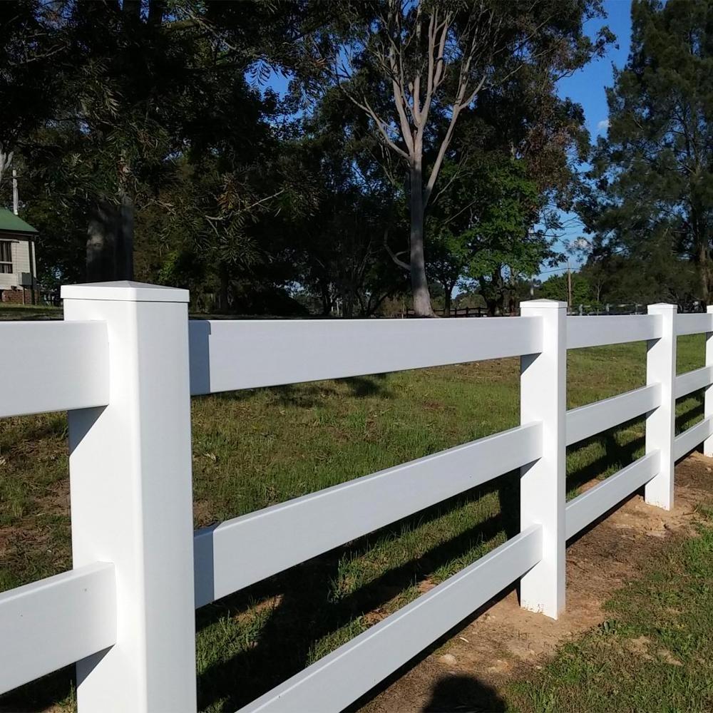 FenTech plastic vinyl horse paddock fence post ,3 rail pvc horse fence