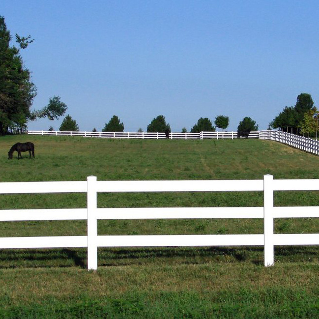 FenTech plastic vinyl horse paddock fence post ,3 rail pvc horse fence