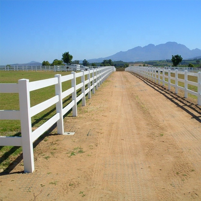 FenTech plastic vinyl horse paddock fence post ,3 rail pvc horse fence