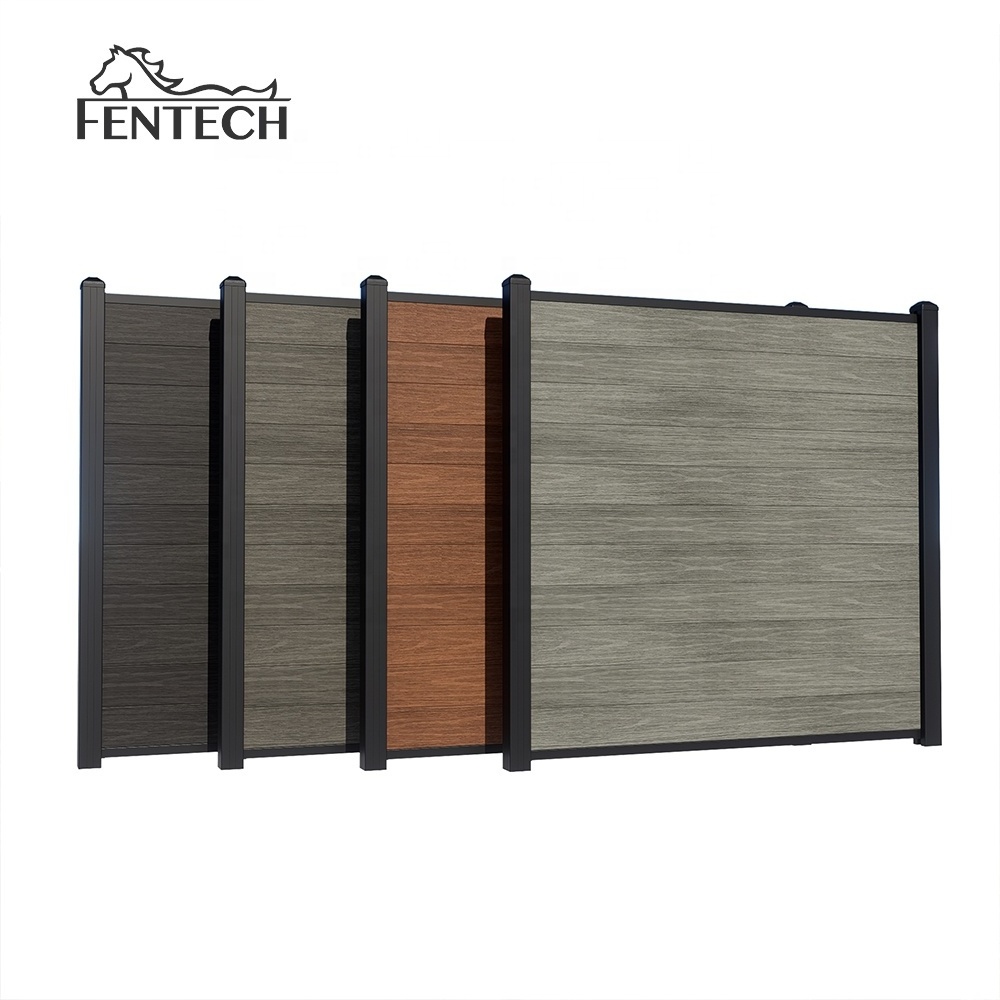 Fentech wholesale waterproof wood plastic composite fencing panels board garden used material outdoor privacy wpc fence