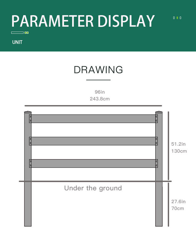 FenTech plastic vinyl horse paddock fence post ,3 rail pvc horse fence