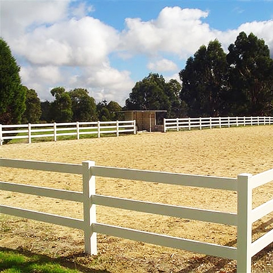 FENTECH  PVC Vinyl Plastic 3 Ranch Rail Used Horse Paddock Fence Panels For Farm,horse Paddock fence