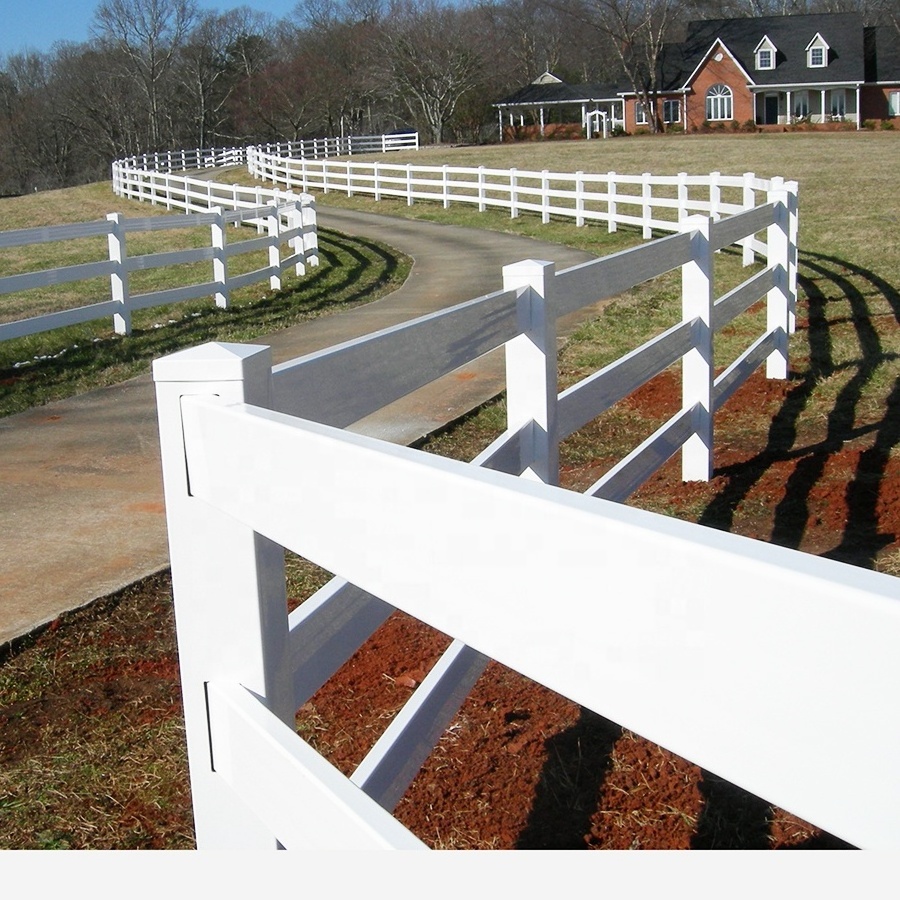 FENTECH  PVC Vinyl Plastic 3 Ranch Rail Used Horse Paddock Fence Panels For Farm,horse Paddock fence