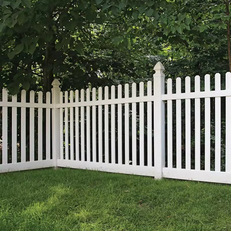 Fentech White Vinyl Garden Picket Fence Gate Design