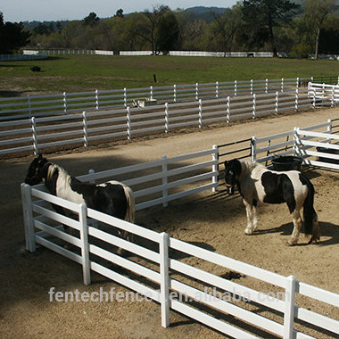 FENTECH Top Quality 4 Rails PVC Vinyl Horse Farm Fence