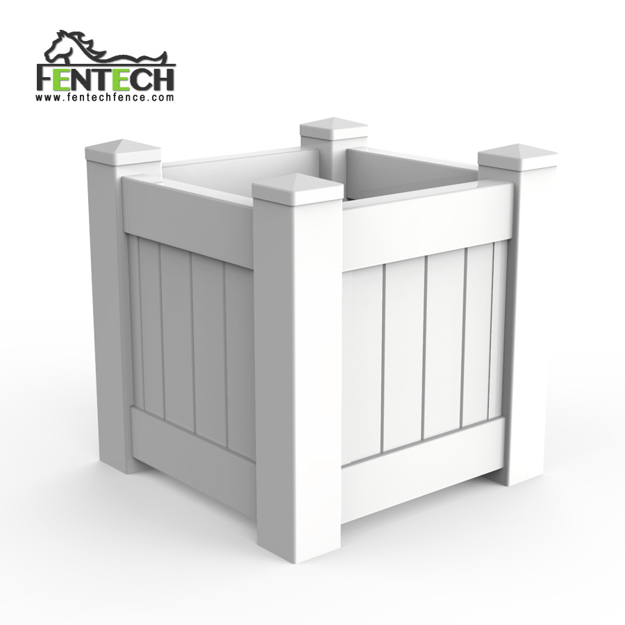 Fentech Morden Garden White Plastic PVC Vinyl Flower Planter Box