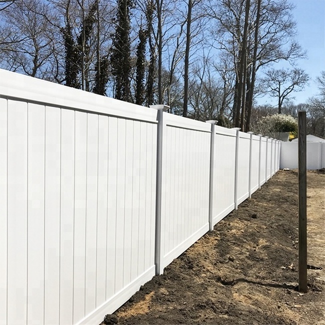 Fentech White Flat Top PVC Vinyl Plastic used Privacy Fence