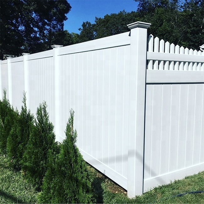 Fentech White Flat Top PVC Vinyl Plastic used Privacy Fence