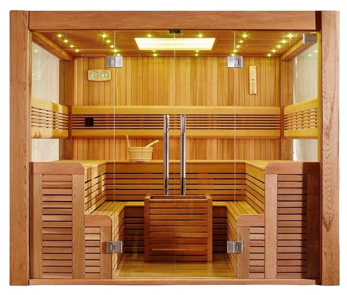 High Quality Large Size Solid Traditional Sauna Cabin Red Cedar Home Indoor Infrared Wood Steam Sauna Room