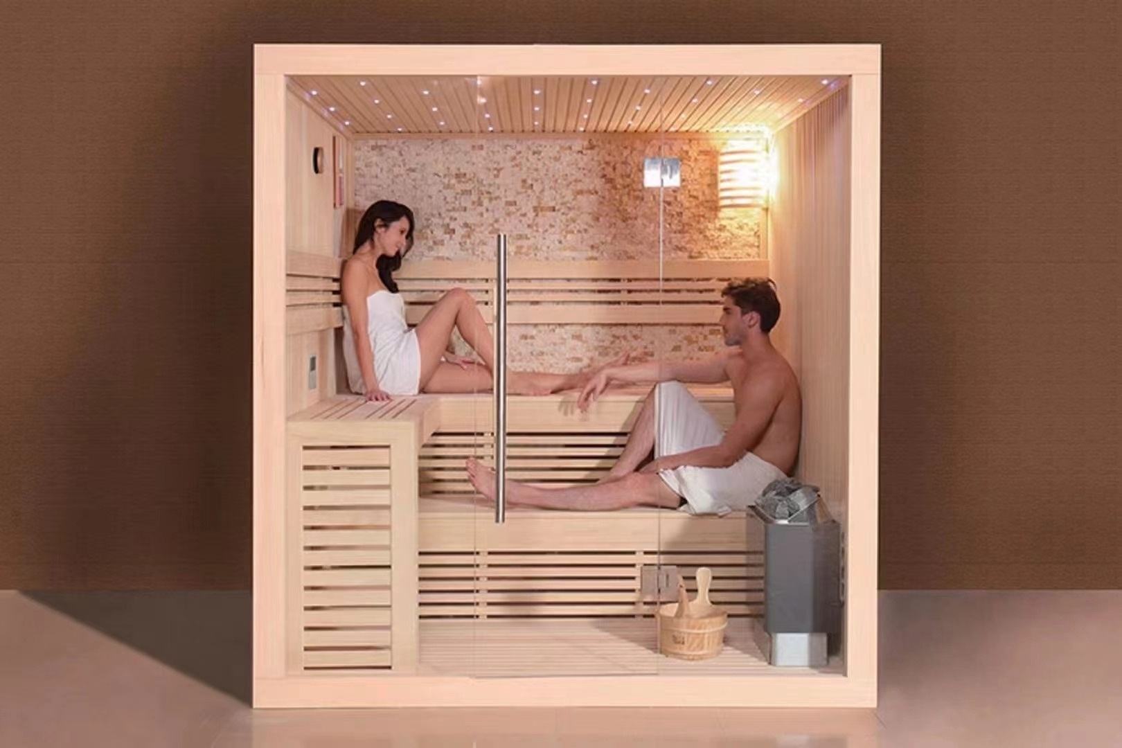 Prefabricated Traditional Red Cedar Far Infrared Sauna 4 Person Dry Steam Room Indoor Sauna Accessories