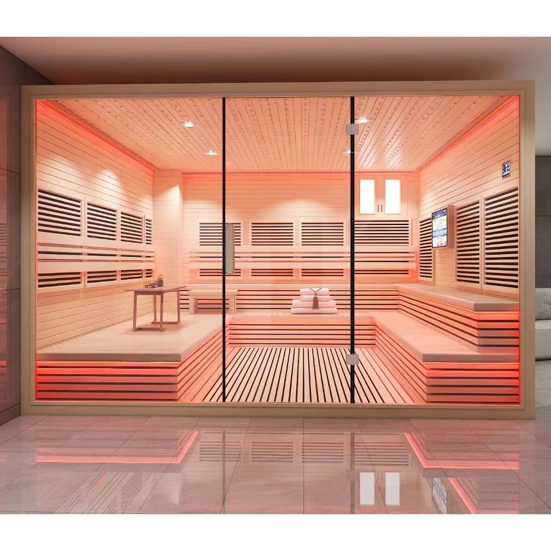 Customized Large Size Hotel Spa Commercial Use Health Far Infrared Dry Sauna for 10 Person