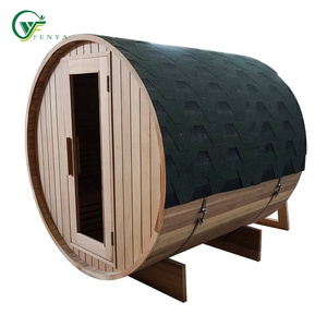 Far Infrared Dry Steam 4 Person Wood Cedar Barrel Sauna Outdoor