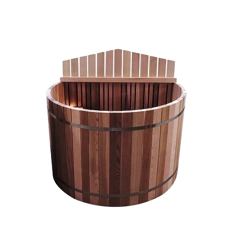 Factory Supply Outdoor Cedar Solid Sauna Wood Fired Hot Tub Spa Bathtub for 2 People