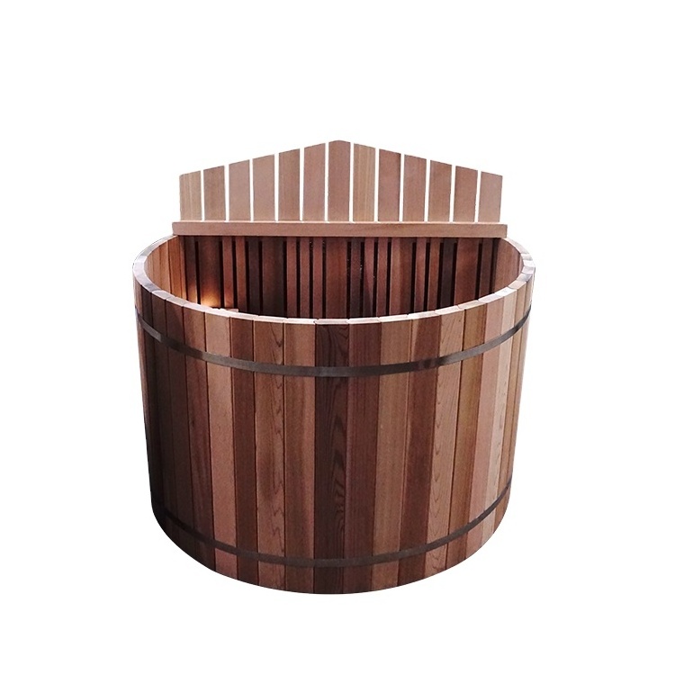 2-4 Person Red Cedar Wooden Sauna rooms Wood Fired Barrel Hot Tub Wood Fired