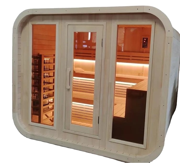 2-4 Person Steam Box Infrared Cube Sauna Equipment for Sale Glass Sauna Door Tempered Glass Barrel Sauna Room