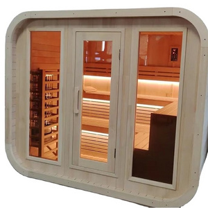 2-4 Person Steam Box Infrared Cube Sauna Equipment for Sale Glass Sauna Door Tempered Glass Barrel Sauna Room