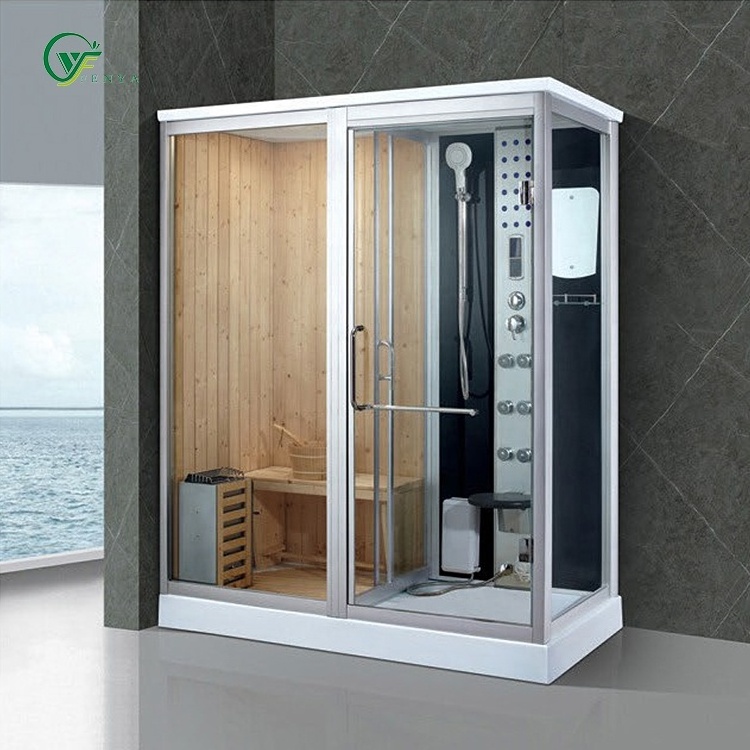 Luxury Steam Sauna Shower Combination Cabin Steam Corner Sauna and Shower Room  With tylo Sauna Heater