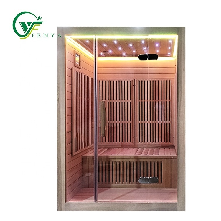 Wholesale Price Modern Style Red Cedar Far Infrared Outdoor Sauna Room With Smart Controller Sauna Room Accessories