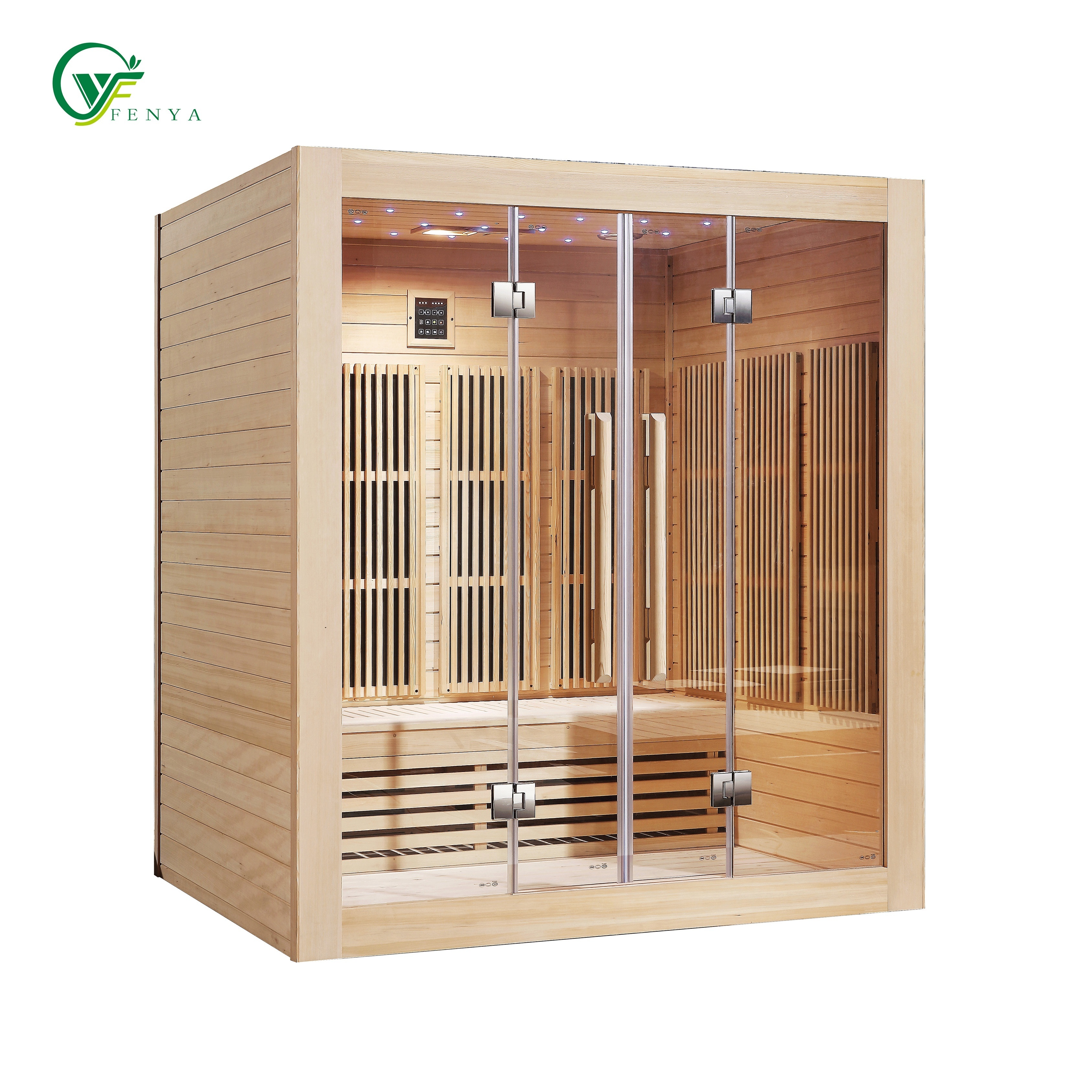 DYNAMIC SAUNAS FENYA 4 Person Low EMF FAR Infrared Carbon Canadian Hemlock Sauna Rooms