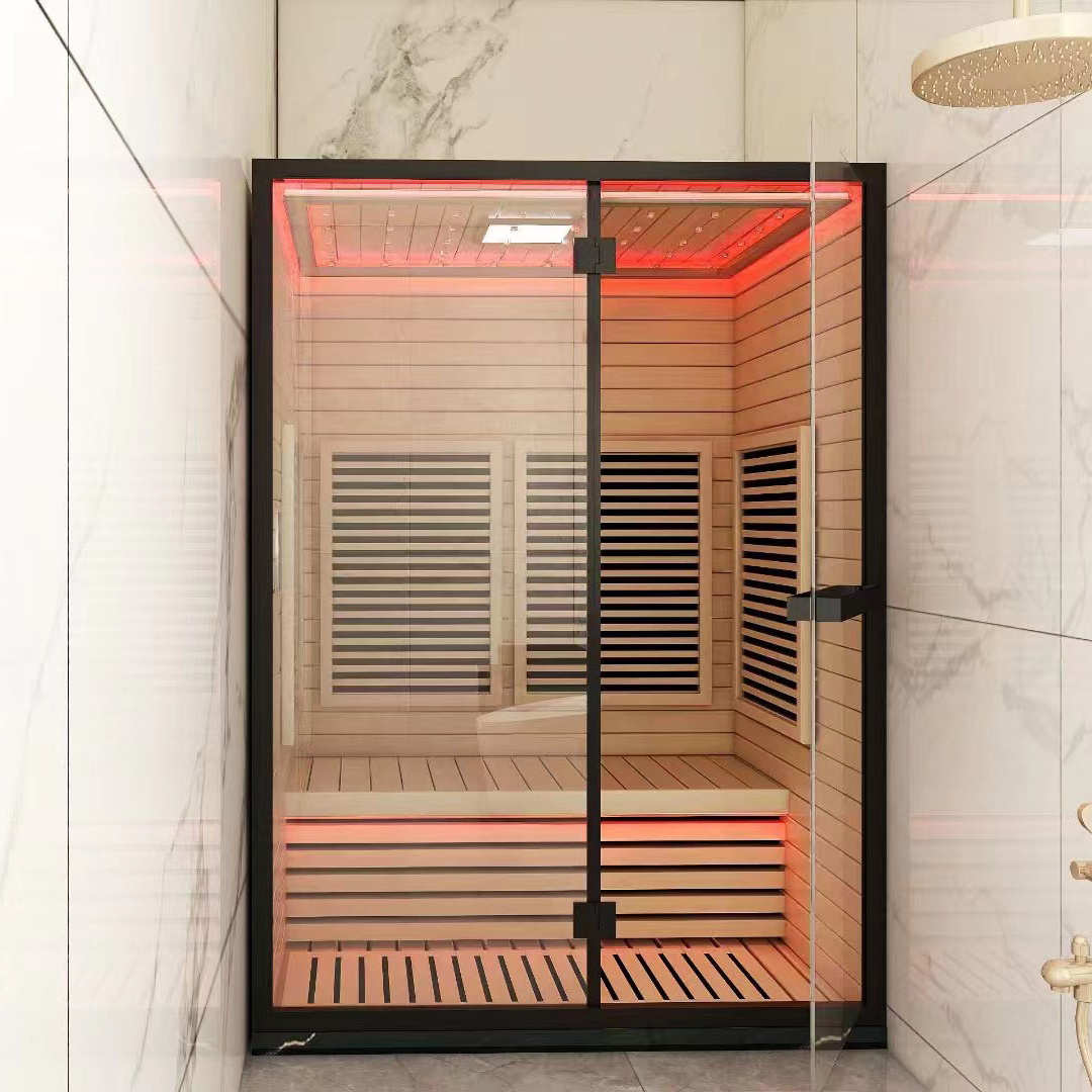 New Design Modern Carton Far Infrared Sauna Solid Wood Red Cedar Luxury Indoor Hot Yoga Far Infrared Sauna 2 Person