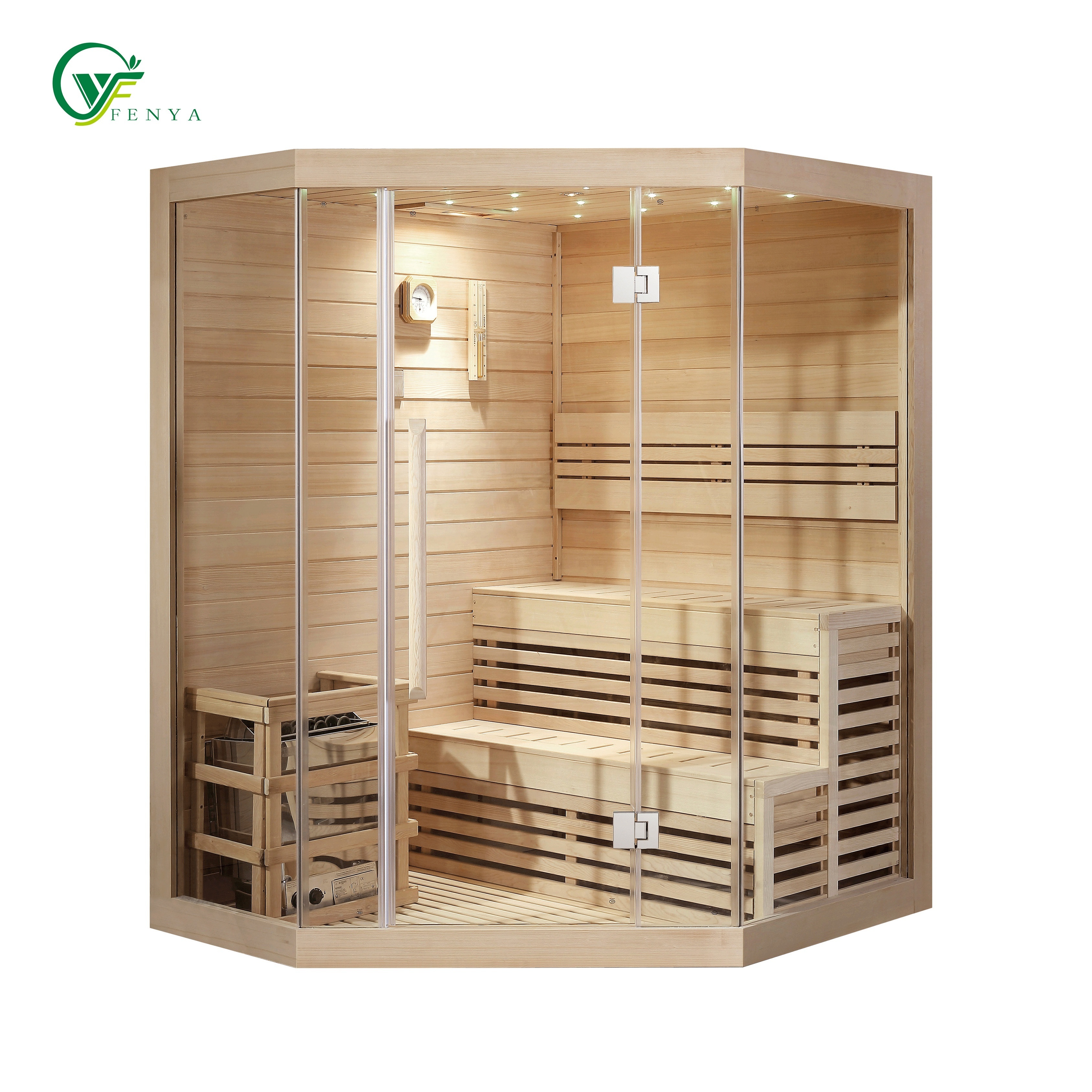 DYNAMIC SAUNAS FENYA 4 Person Low EMF FAR Infrared Carbon Canadian Hemlock Sauna Rooms