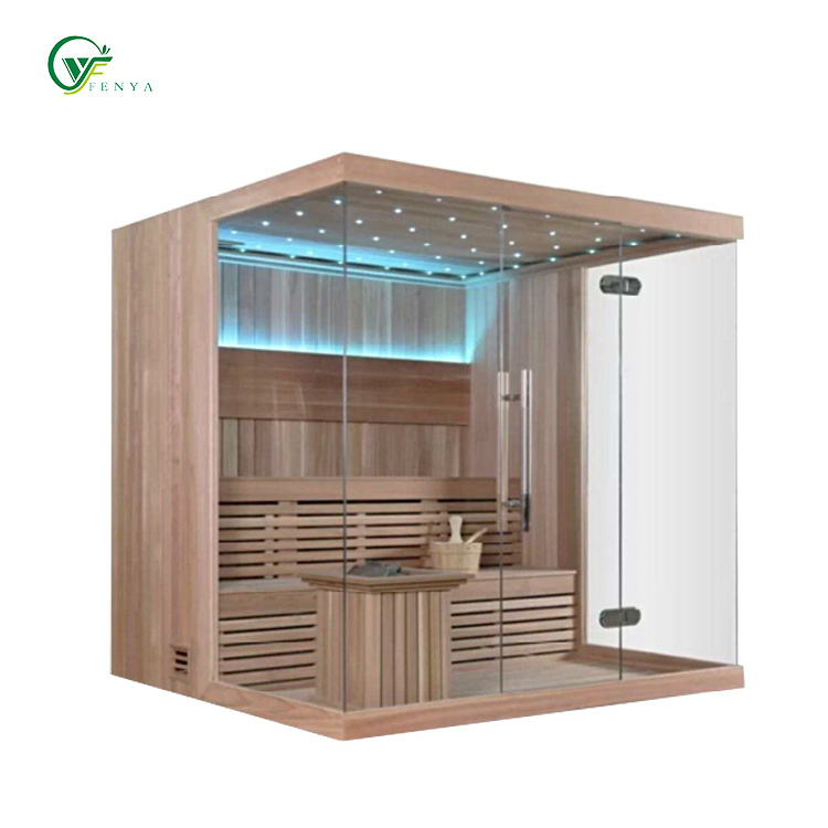 Prefabricated Traditional Red Cedar Far Infrared Sauna 4 Person Dry Steam Room Indoor Sauna Accessories