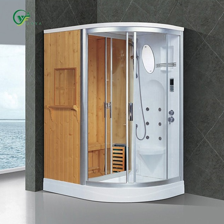 Luxury Steam Sauna Shower Combination Cabin Steam Corner Sauna and Shower Room  With tylo Sauna Heater