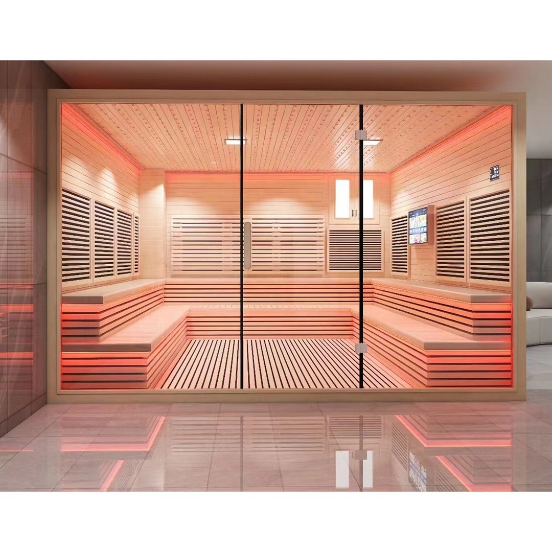 Factory Directly Supply Hemlock Red Cedar Steam Wooden Indoor Outdoor Large Infrared Traditional Sauna Rooms