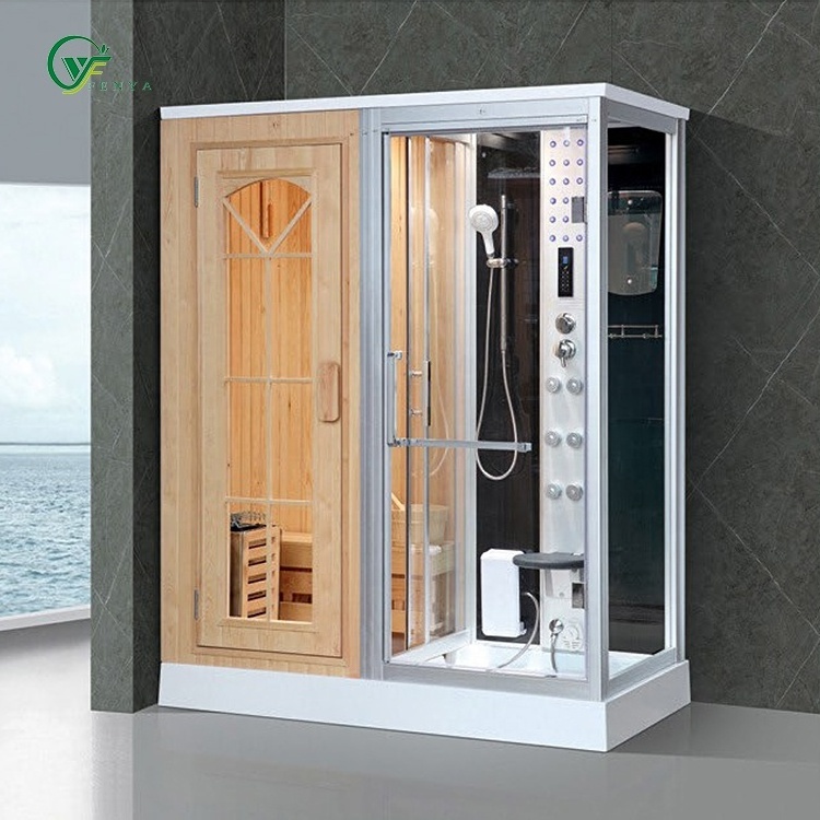 Luxury Steam Sauna Shower Combination Cabin Steam Corner Sauna and Shower Room  With tylo Sauna Heater