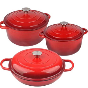 Big Size Enamel Cast Iron Seafood Pot Non Stick Enamel Shallow Pot Cast Iron Casserole Stock Soup Pots With Lid