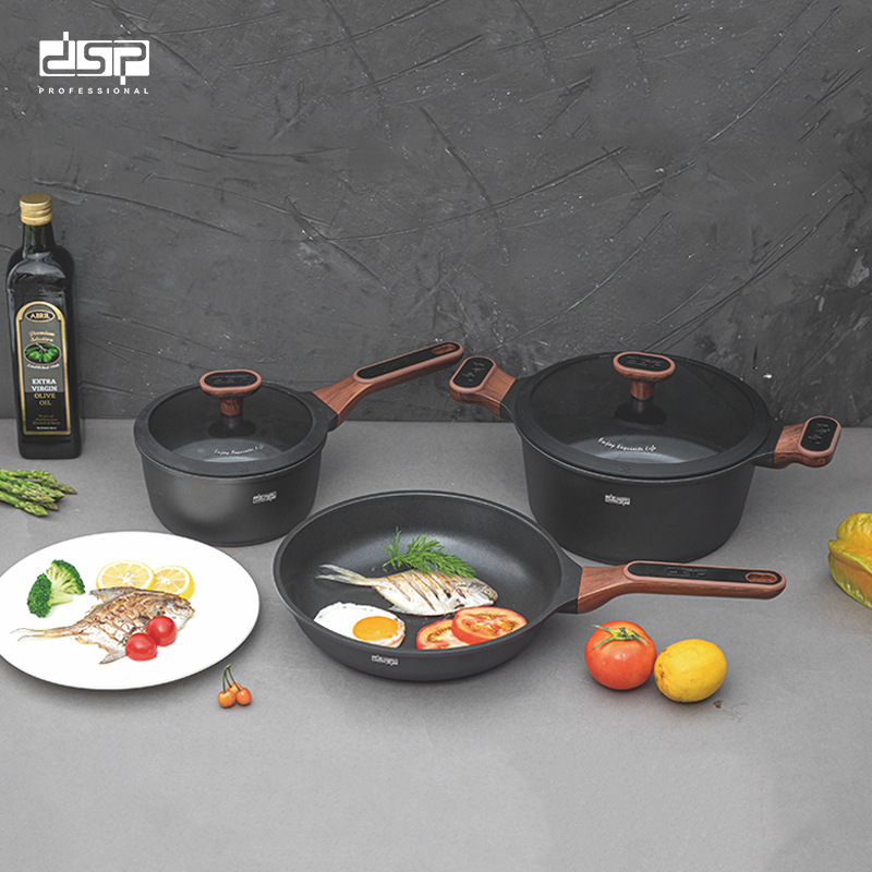 die cast aluminium crystal style non stick cookware set