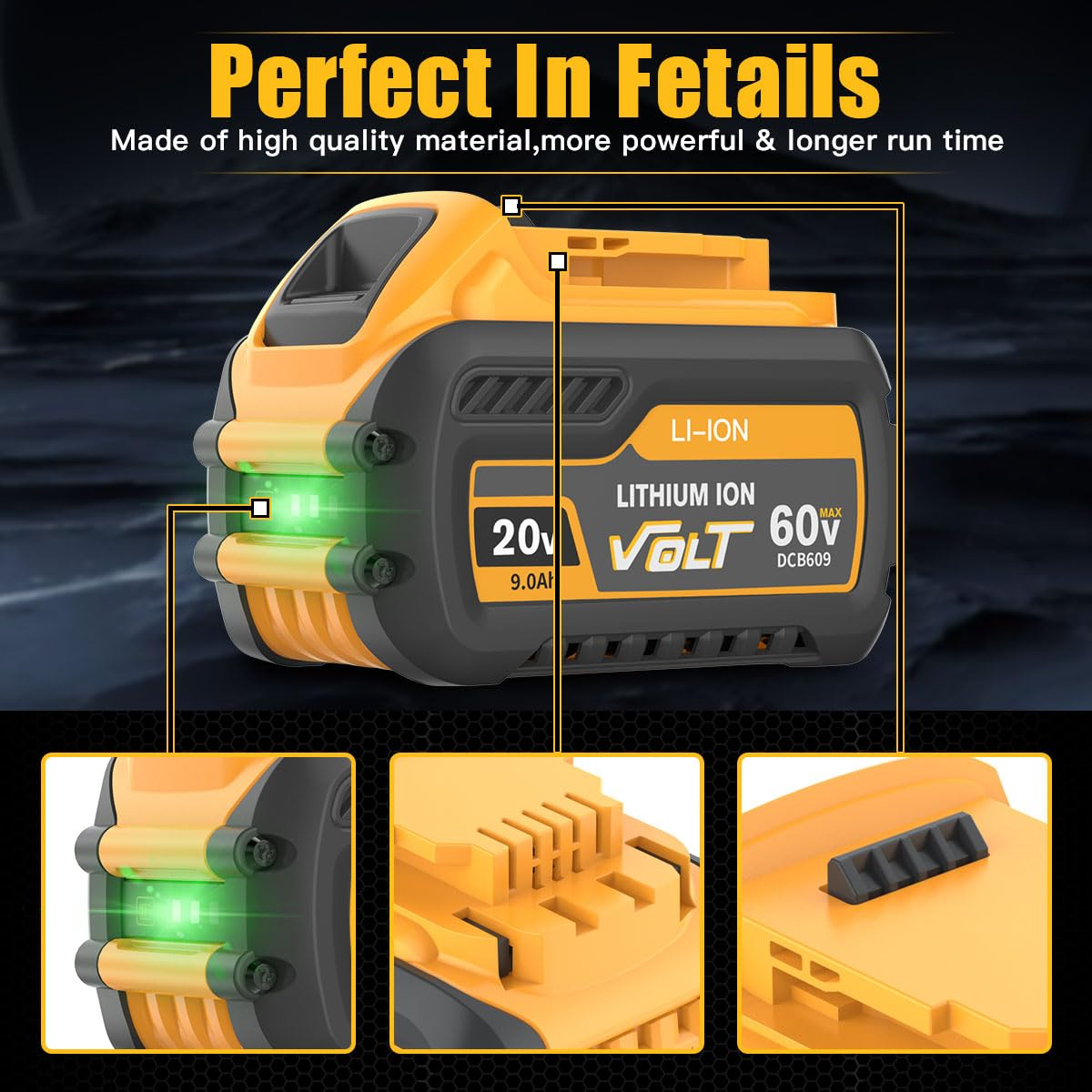 Fast delivery DCB606 DCB612 20V 60V 9.0Ah Lithium-ion Max Flexvolt Battery with LED Indicator for Dewalt Power tool Drill DCB609