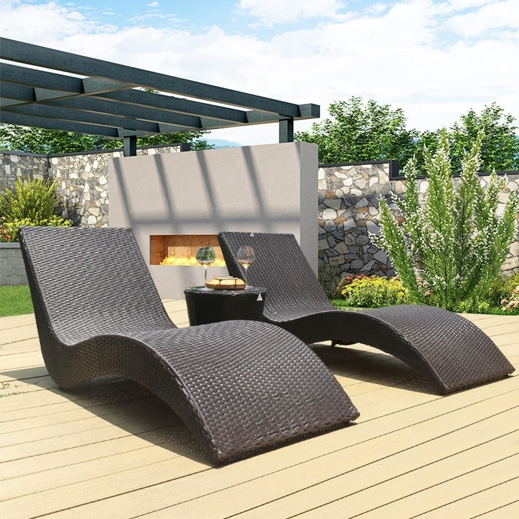 Factory wholesale outdoor S-shaped lounge chair swimming pool sofa sun bed