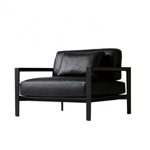 modern living room black color single sofa chair leather sectional lounge sofa