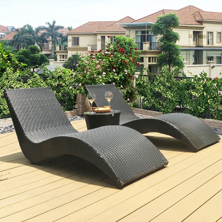 Factory wholesale outdoor S-shaped lounge chair swimming pool sofa sun bed