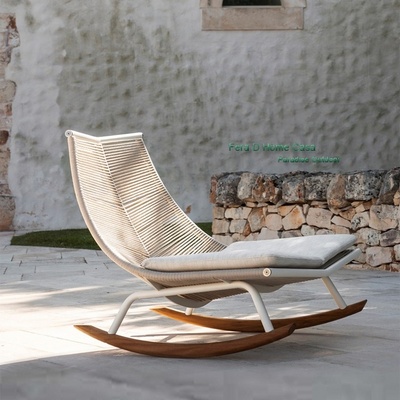 Nordic Garden Outdoor Rope Weaving Rocker Lounge Chair Rocking Leisure Patio Chair